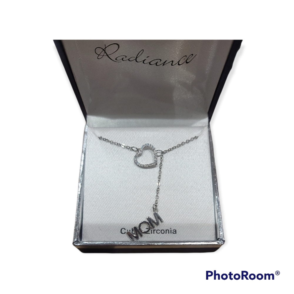 Radiance cubic zirconia MOM  Heart Pendant